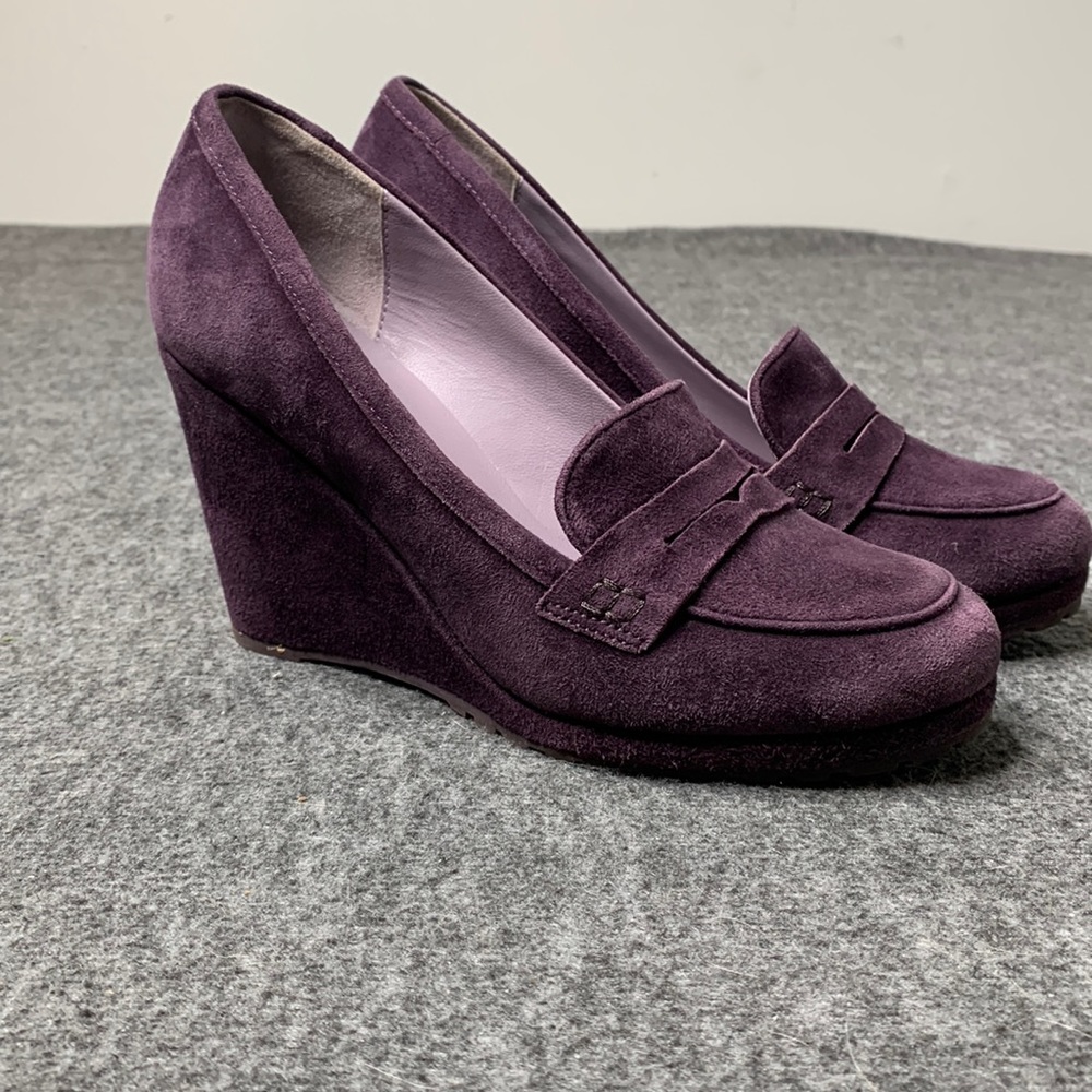 Boden Purple Suede Wedge Shoes Size 39